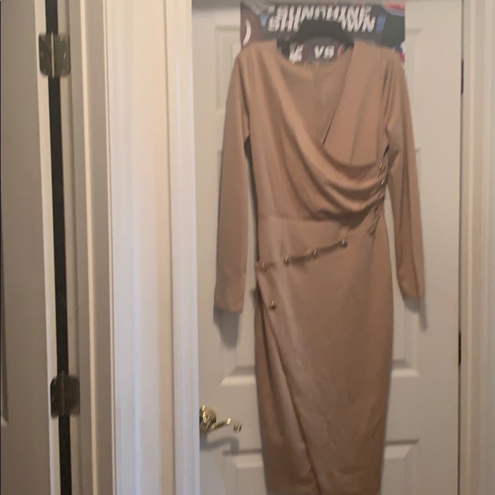 Tan midi dress never worn without tags.